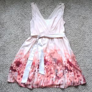 LC Lauren Conrad Sleeveless Floral Sash Waist Aline Dress